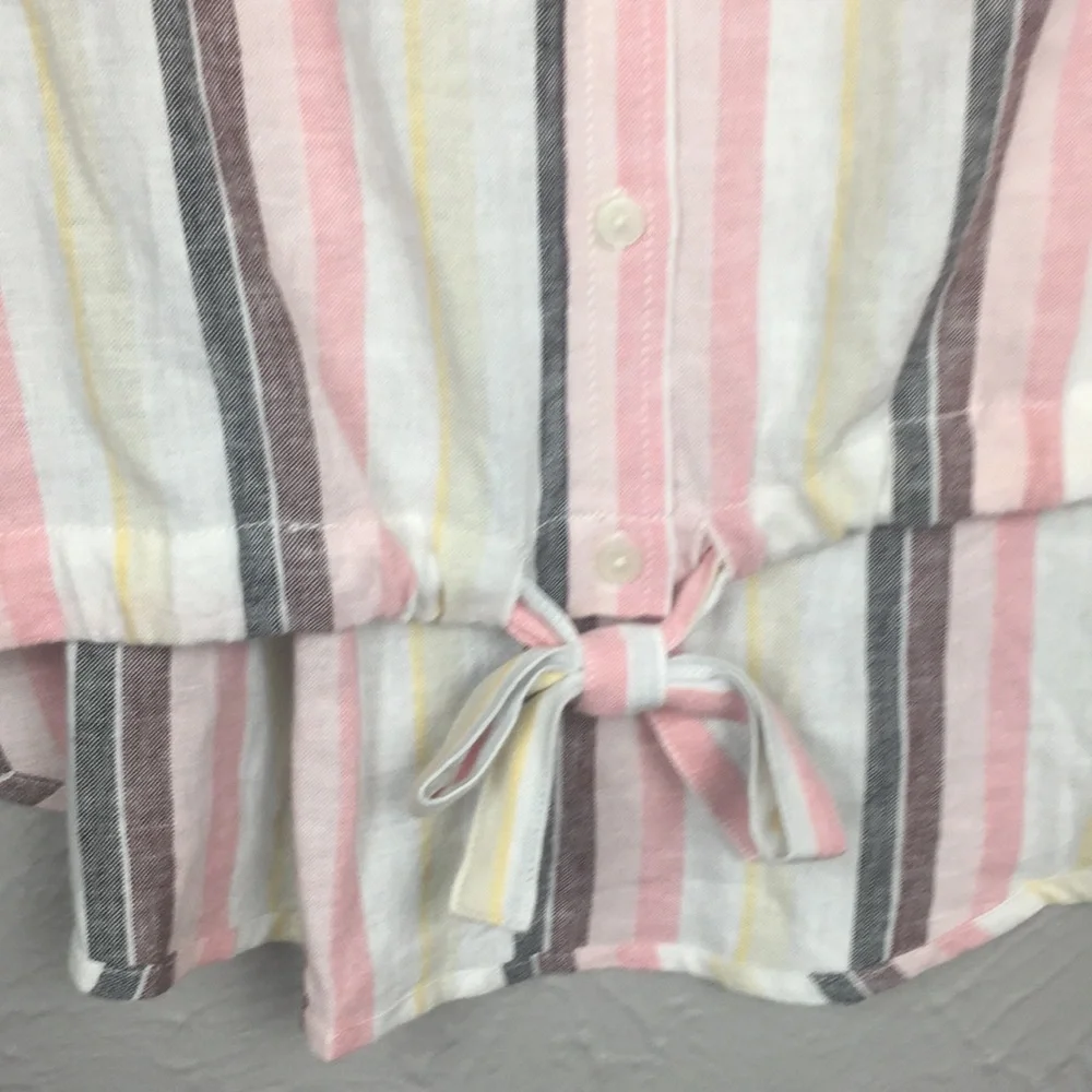 Sanctuary Striped Pastel Short Sleeve Tie Shirt
